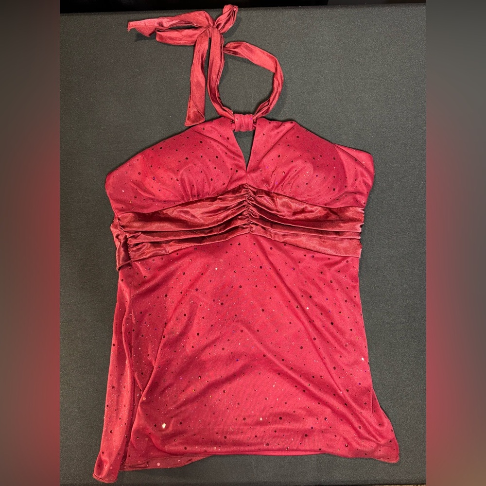 Trixxi Red Top with Sequins Accents